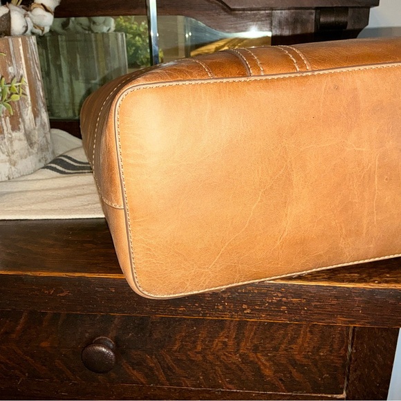 NWT Frye Melissa Leather Shopper Tote Shoulder Bag Beige Brown Retail  $358 - Picture 8 of 13
